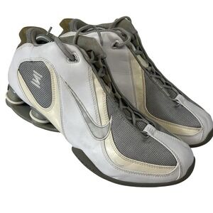 Vintage Nike Shox Flight Shoes Womens Size 11 White Gray Basketball 308557-101